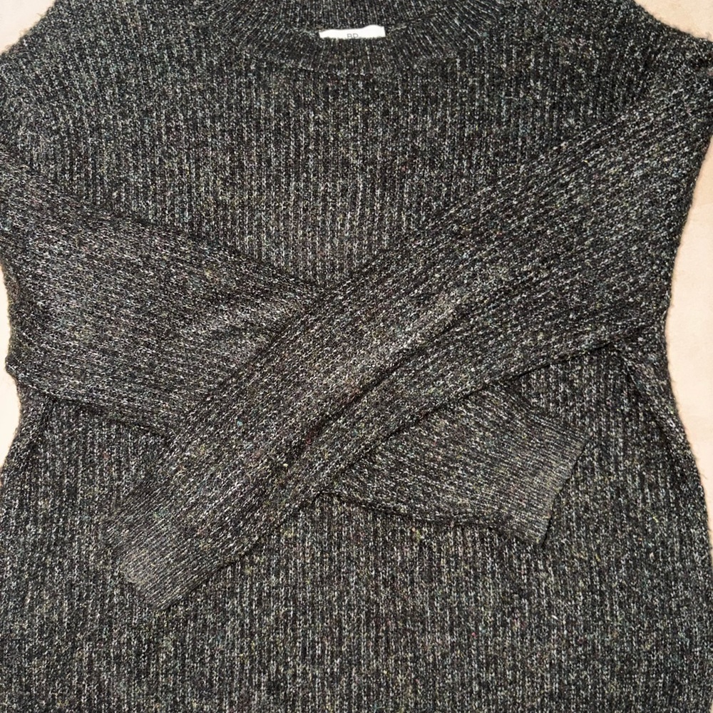 bp Metallic Black Crewneck Ribbed Sweater